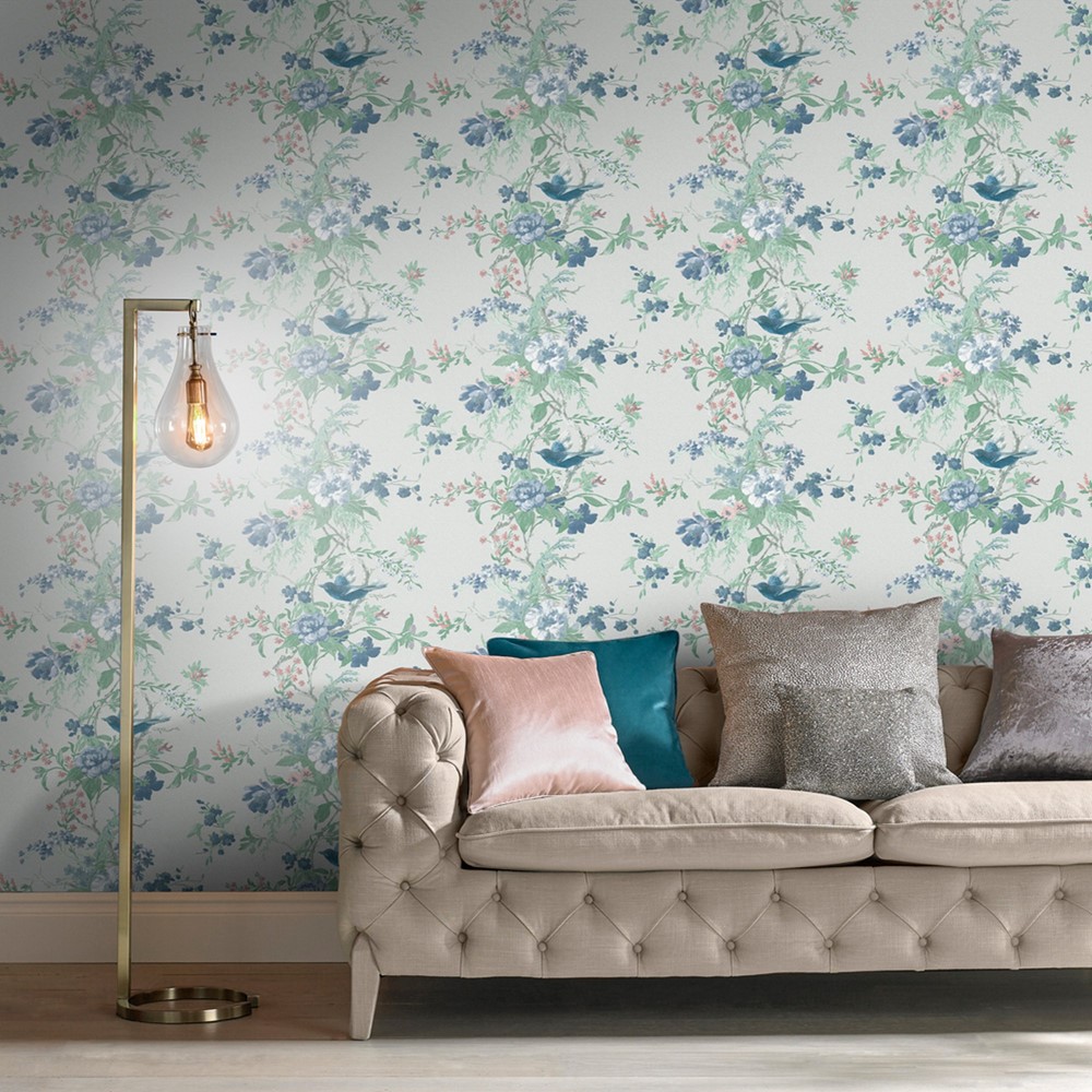 Venetian Floral Wallpaper 107877 by Graham & Brown in Stone Grey